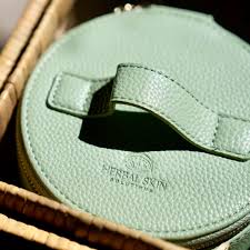Vegan Leather Travel Case, Sage Green